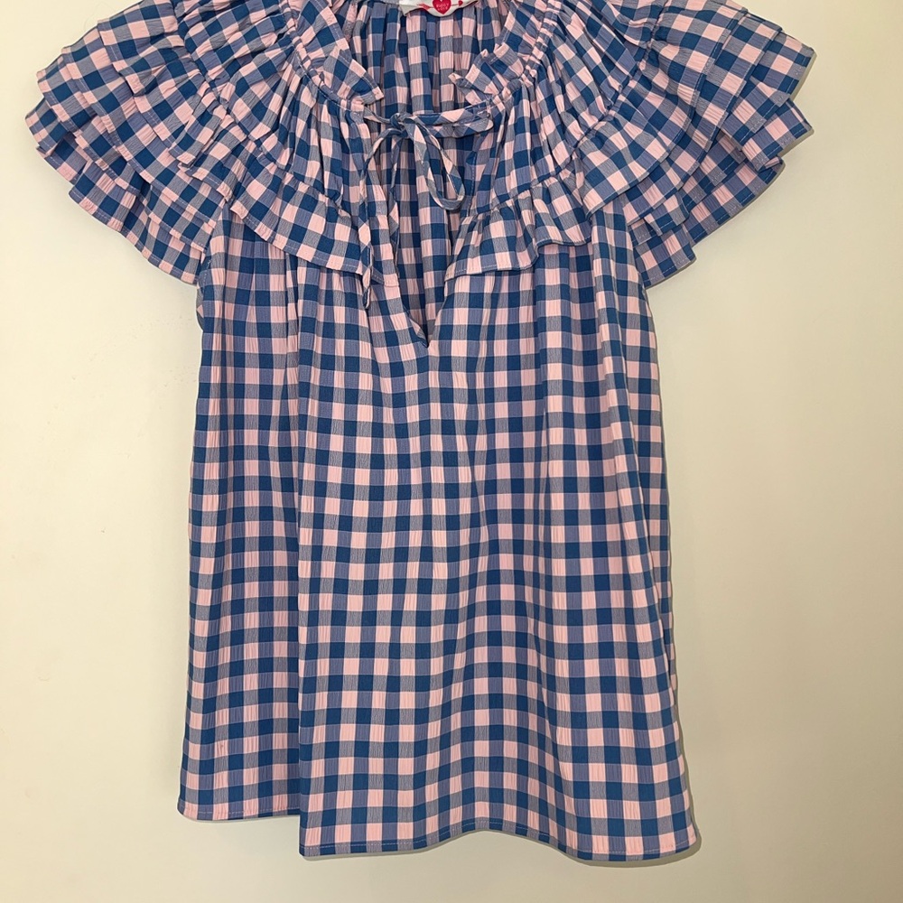 Buddy Love Carla Ruffle Eyelet Top in Nantucket